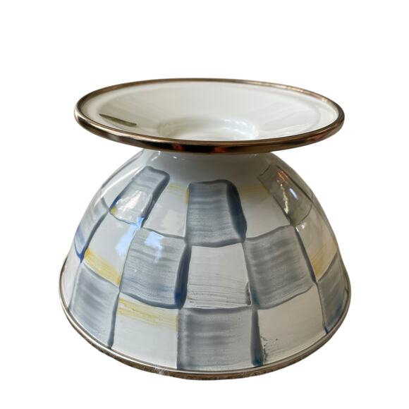 Brand New Mackenzie-Childs Sterling Check Ice Cream Dishes Set of 4 - Picture 7 of 15